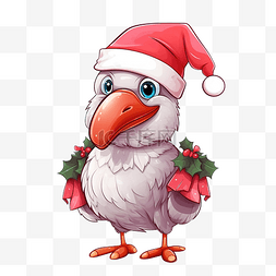 芭蕉叶火烈鸟图片_火烈鸟圣诞圣诞老人帽子礼物卡通
