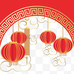 中国风新年快乐图片_中国新年庆祝灯笼边框