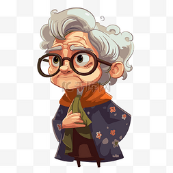 动画路灯图片_奶奶剪贴画一个戴着眼镜卡通的动