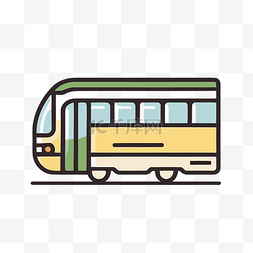 图标公共图片_黄色和绿色巴士形状的线条草图 