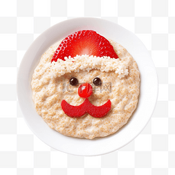 麦片早餐图片_圣诞老人帽子燕麦粥早餐