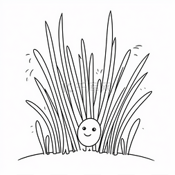 草地上的儿童图片_孩子在草丛中为一张快乐的脸着色