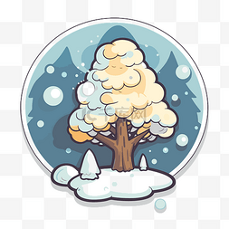 有雪的卡通树 向量
