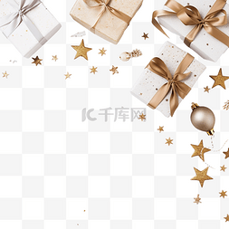 圣诞礼物和白色木质装饰的圣诞假