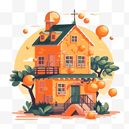 橙色的房子 向量