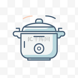 缸罐图片_白色背景插图上的烹饪锅线性图标