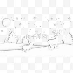 雪天装饰图片_圣诞节冬季森林横图雪花梦幻