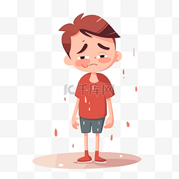 白色卡通手图片_道歉剪贴画悲伤的男孩站在雨中矢