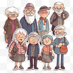 老年人群体图片_不同群体的老年人 向量