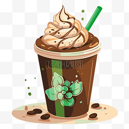 咖啡冰淇淋图片_星巴克剪贴画 咖啡饮料的插图，