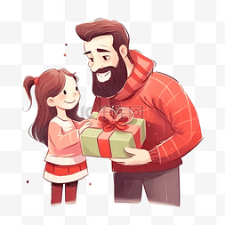 礼物交换图片图片_圣诞节概念可爱的爸爸和女儿在圣