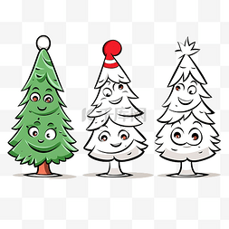 有趣可爱的快乐圣诞树人物概述着