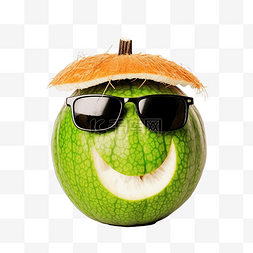 椰子林图片_新鲜的绿色椰子，戴着墨镜，形状