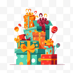 生日礼物卡通图片_生日礼物剪贴画一堆礼盒，上面有