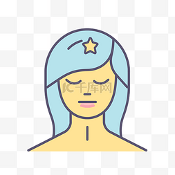 头发上有一颗星星的蓝色女孩图标