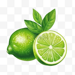 柠檬片果汁图片_绿色柠檬插画彩色绘画