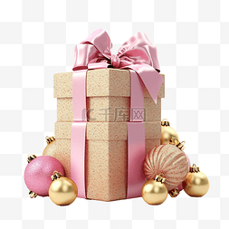 用牛皮纸包裹的礼品盒，带粉红丝