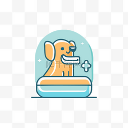 牙科标志图片_狗坐在牙医牙齿图标设计插画标志
