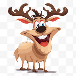 微笑驯鹿图片_有趣的驯鹿剪贴画卡通驯鹿站在白