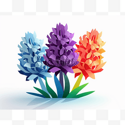 三朵彩虹色的纸花