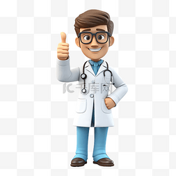 推荐可爱图片_3d 医生插图与拇指向上的姿势