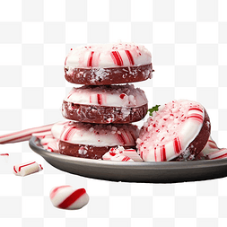 圣诞糖果拐杖图片_自制薄荷饼干白色和红色天鹅绒巧