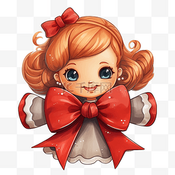 红色蝴蝶结糖果图片_圣诞快乐可爱的着色姜饼画与可爱