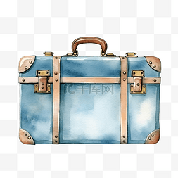 棕色的手提箱图片_水彩手提箱复古元素