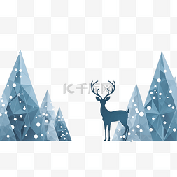 驯鹿和雪花图片_由三角形制成的节日圣诞贺卡