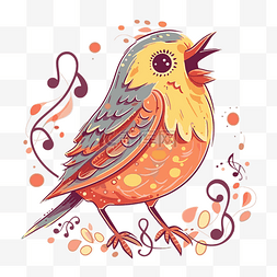 唱歌的鸟图片_鸣鸟剪贴画彩色绘图的鸟用音乐笔