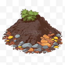 土壤里的根系图片_覆盖物剪贴画花园土壤与植物和岩