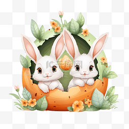 PNG兔子角色从鸡蛋胡萝卜滑稽的快