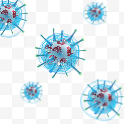 冠状病毒蓝色图片_立体猴痘病毒细胞粒子