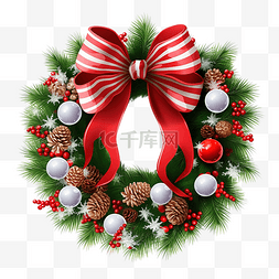 红丝带树枝图片_圣诞节快乐
