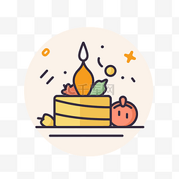 南瓜高清图图片_生日蛋糕和南瓜图标白色着色的平