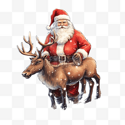 圣诞快乐圣诞老人驯鹿享受矢量图