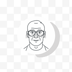 描绘一位戴眼镜的老人的圆形贴纸