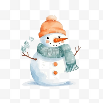 可爱有趣的卡通雪人海报明信片打印插图冬季人物