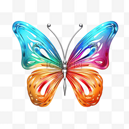 3d昆虫图片_彩色蝴蝶元素的 3d 渲染