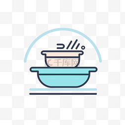 脏盘子图片_盘子图标线矢量图上的烹饪菜肴