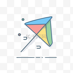 放风筝图标图片_白色表面上彩色线条的风筝图标图