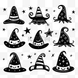 魔术帽子手绘图片_手绘涂鸦女巫帽子矢量可爱的万圣