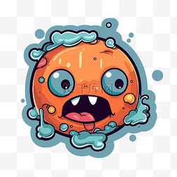 眼睛橙色图片_卡通橙色怪物被水包围眼睛 向量