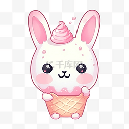 可爱的粉色动物冰淇淋卡通人物