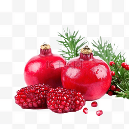 美食圣诞树图片_桌上的石榴红果甜，还有绿色圣诞