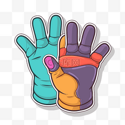彩色手套贴纸与彩色手套 向量
