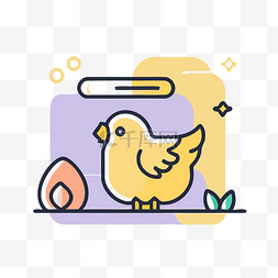 母鸡和鸡蛋图片_黄色背景的母鸡和鸡蛋图标 向量