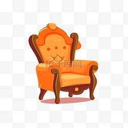 矢量图木椅子图片_椅子剪贴画卡通黄色扶手椅与华丽