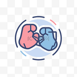 蓝色和粉色拳击手套图标 向量