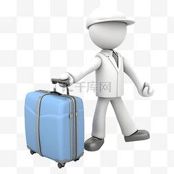 拎行李包图片_3d 人物旅行者携带行李